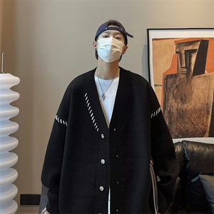 开衫毛衣男士秋冬潮牌V领针织衫外套慵懒风休闲毛线衣MY721 P38图片