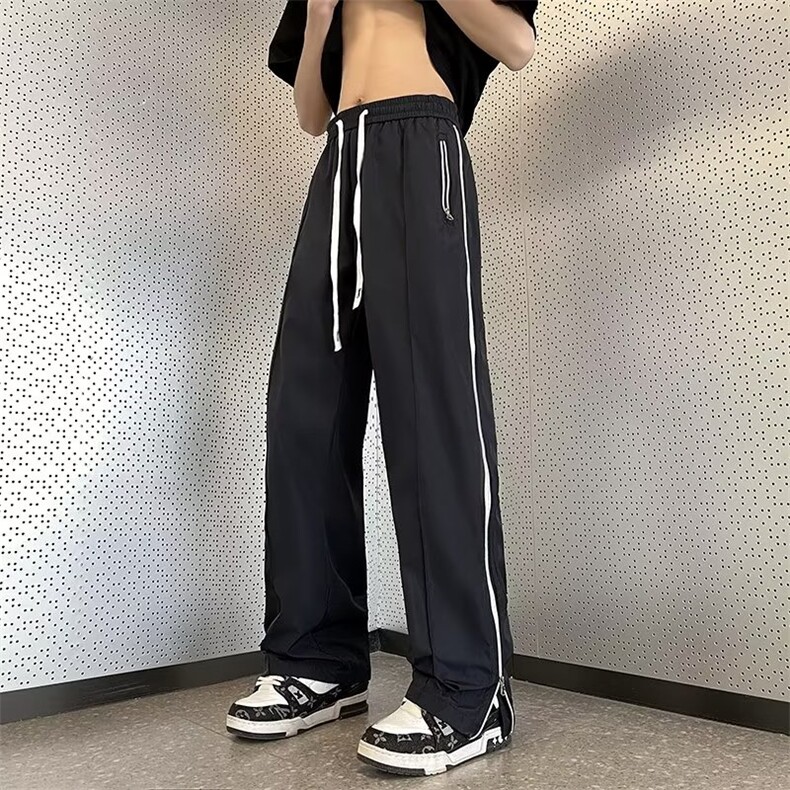 美式复古拉链运动裤子宽松设计感小众高街学院风休闲裤MK269-P38,男装休闲裤,星座1008