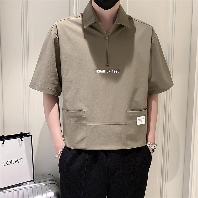 23年夏季男士翻领T恤A210-8035-p4890%锦纶10%氨纶，男装T恤，电商A210