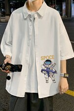！夏款港风冰丝衬衣男黑寸衫男白短袖衬衫男DXC285-P30，男装衬衫，电商B371
