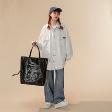 中性风华夫格工装衬衫女大码M-5XL情侣衬衣女长袖衬衫女CS7754P45，男装衬衫，星座227-7