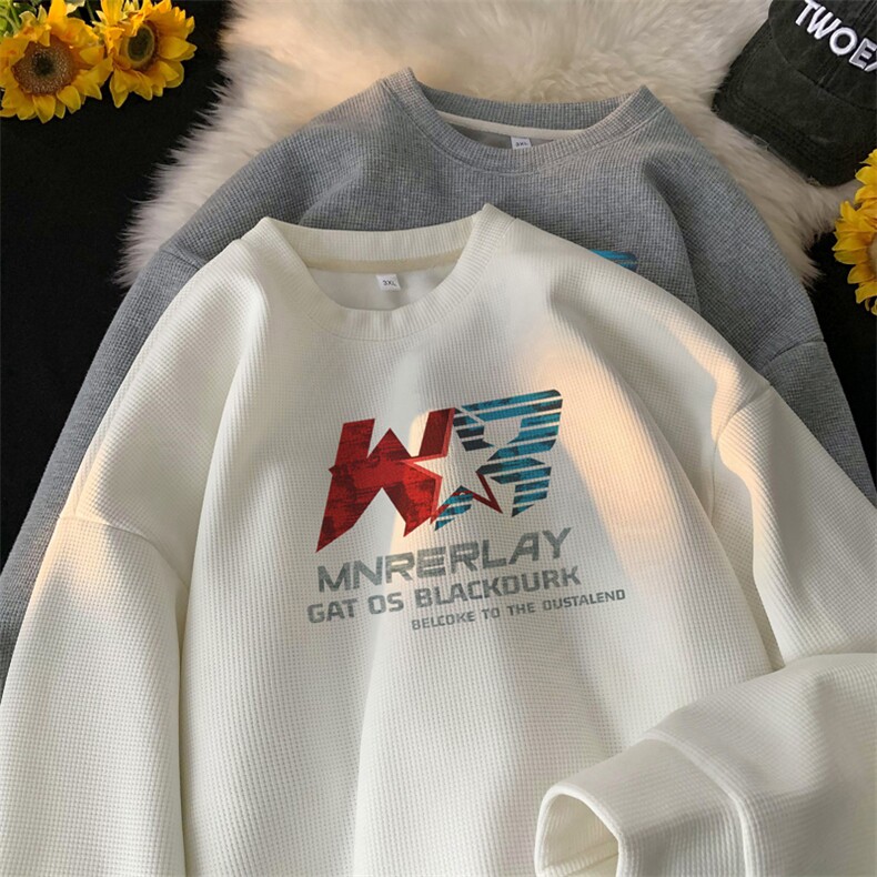 华夫格！华夫格上衣男圆领华夫格卫衣男大码长袖t恤男HY227-特P23,男装T恤,电商B367