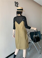 2021秋季新款薄款抽皱两件套背带裙，其它，微迪菲