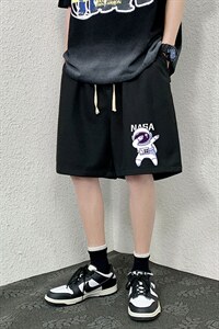 HD74225-P22 华夫格短裤男大码宽松五分裤男直筒中裤图片