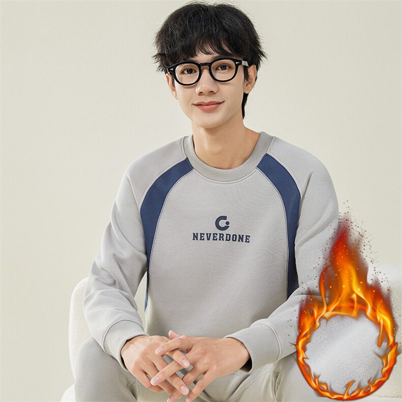 秋冬加绒加厚纯棉休闲保暖内衣套装两件套TZ3150-P75,男装棉衣,星座310B-3