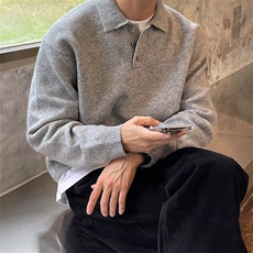 polo领毛衣男秋冬季韩版潮流休闲长袖翻领针织衫宽松上衣M7089，男装针织衫/毛衣，星座1116A（原606A-3）