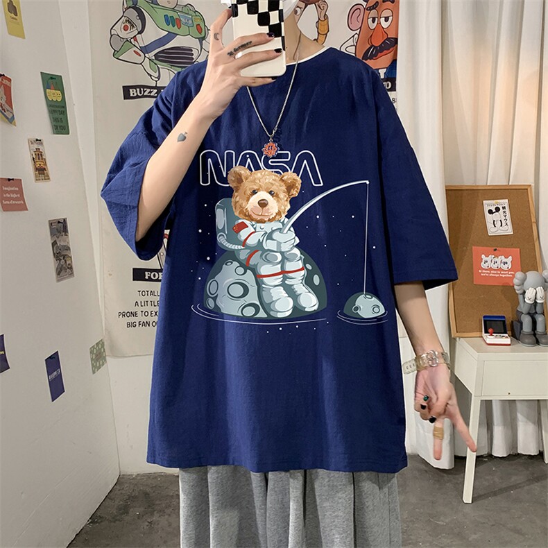 YT26251-P30亚短袖t恤男大码五分袖男宽松七分袖海报风,男装T恤,电商A040