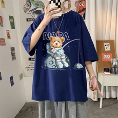 YT26251-P30亚短袖t恤男大码五分袖男宽松七分袖海报风，男装T恤，电商A040