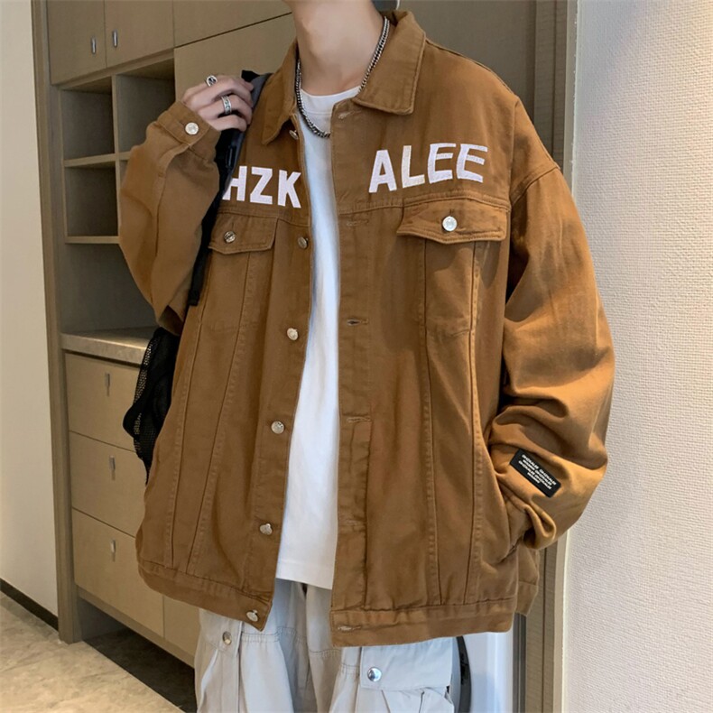 水洗牛仔外套男宽松街头复古休闲oversize情侣装夹克JK0339-P65,男装夹克,星座308B-1