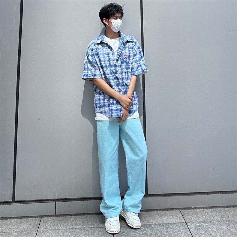 25年春季水洗高街vibe直筒宽松阔腿五色牛仔裤NZ2310-P55控78图片