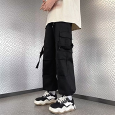 飘带口袋工装裤高街男hiphop炸街裤子设计感阔腿裤CK263P48，男装休闲裤，星座410-2