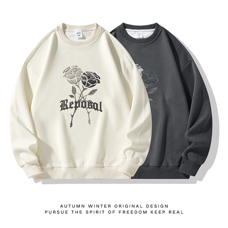 秋季新款男百搭美式复古风卫衣白底平铺VE200A06-P50控80,男装卫衣,星座717