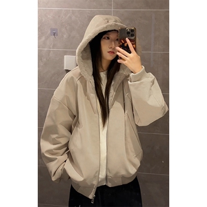保暖舒适PU皮荔枝纹座山雕连帽新款棉衣男女外套M24988-特P85图片