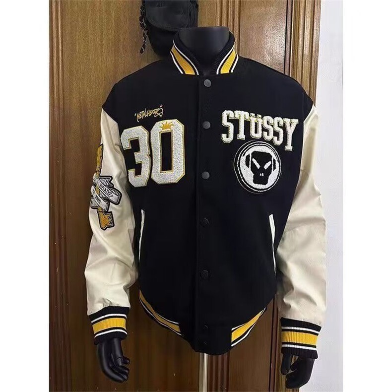 美式字母拼色棒球服夹克男女春秋新款潮牌网红运动服青少年外套,男装夹克,星座1210-1