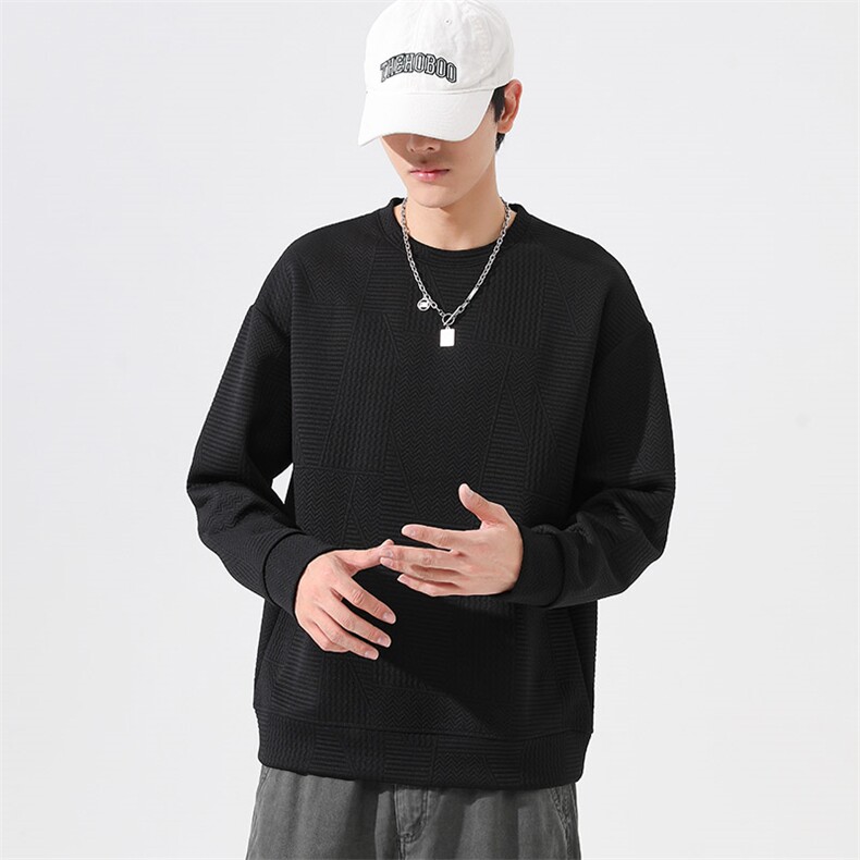 M-8XL 秋季胖男生圆领提花卫衣男 59图片