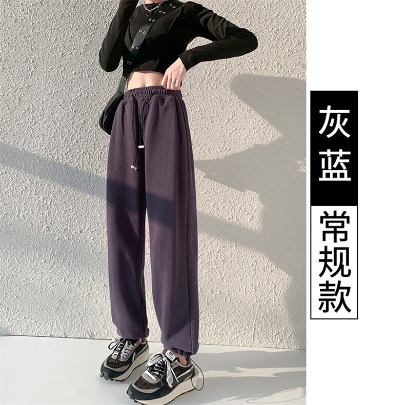 官网K2095P38灰色运动裤女春秋2023新款宽松束脚卫裤小个子休闲裤,女装休闲裤,电商B245