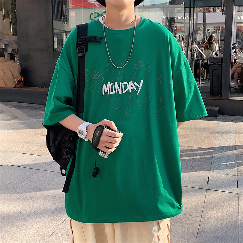 DX85P35港风纯短袖青少年学生百搭休闲潮流宽松T恤纯上衣,男装T恤,星座1204-3