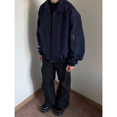 美式复古藏青色飞行夹克外套男潮牌高级感cleanfit翻领短款棒球服，男装夹克，星座506A