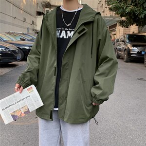JK3010/P55春装2023新款潮宽松连帽学生夹克男纯色大码外套控78图片