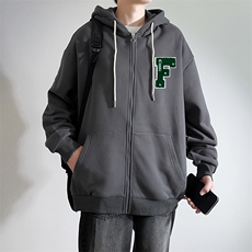 新款男百搭设计感连帽纯色情侣港风白墙针织外套WT3418-P55控88，男装夹克，星座717