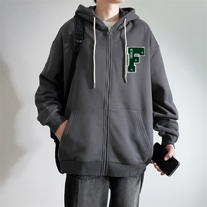 新款男百搭设计感连帽纯色情侣港风白墙针织外套WT3418-P55控88图片