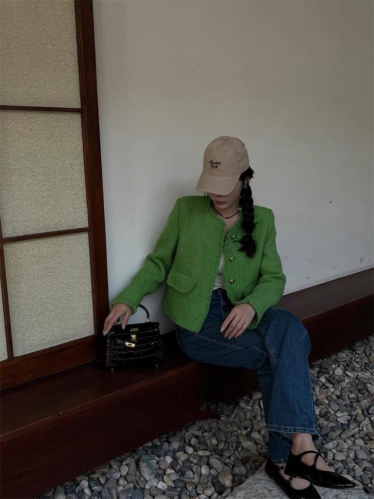 温柔风纯色小香风外套,女装其它,L·H·X