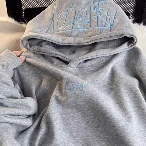 美式字母刺绣~硬挺连帽卫衣男秋冬季设计感新款重磅个性上衣,男装衬衫,星座1210-1