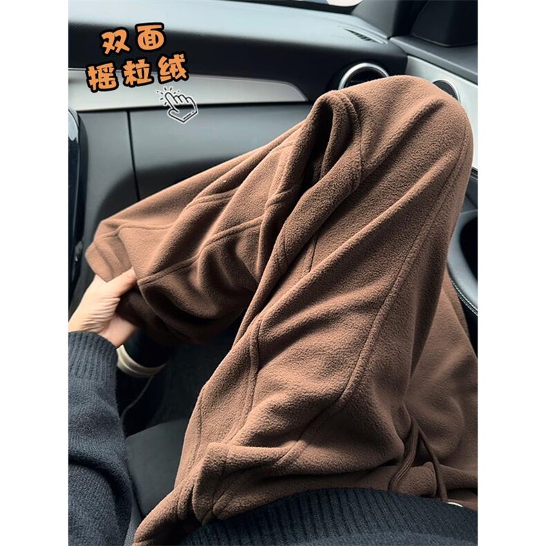 主推300g保暖双面摇粒绒男宽松解构休闲卫裤K24088-特P33控65，男装休闲裤，电商A001-1