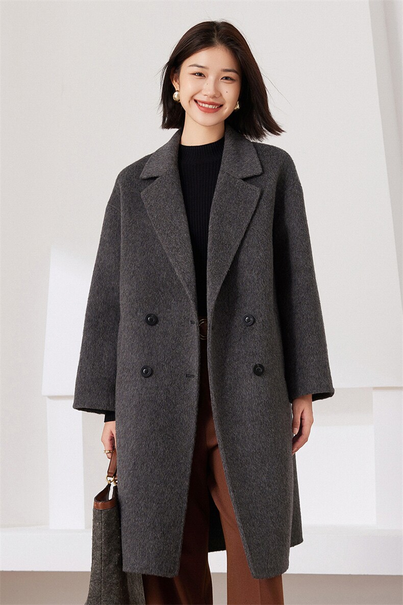 中长款大衣2024年秋冬季新款针织羊毛女士双面呢大衣,女装双面呢大衣,织美生
