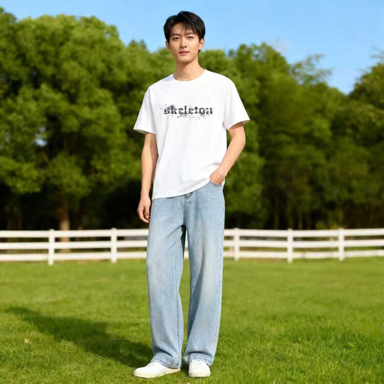 潮牌男装短袖t恤男圆领新款夏季潮流ins时尚休闲百搭印花半袖图片