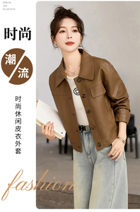 高端皮衣外套女短款2025年春秋新款洋气时尚显瘦休闲PU皮夹克上衣图片