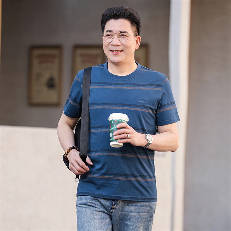 夏季新款中年男士短袖t恤薄款男装时尚休闲修身打底衫上衣服体恤,男装T恤,电商B212（原钱塘6029）
