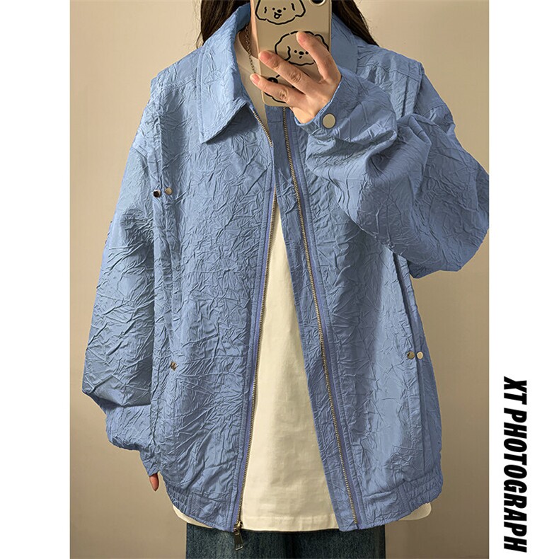 1中性成分100%聚酯纤维,褶皱撞色大码M-5XL夹克男JK77866P75控118，女装短外套，星座226-2