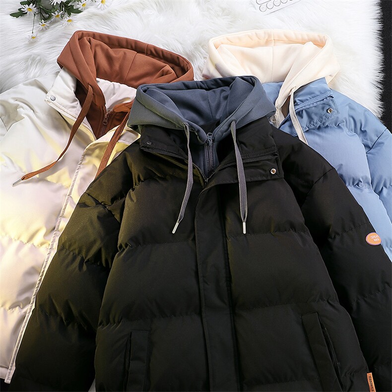 棉衣男三防冬季新款港风宽松连帽假两件加厚棉服914-4-WT08P70，男装棉衣，星座914-4