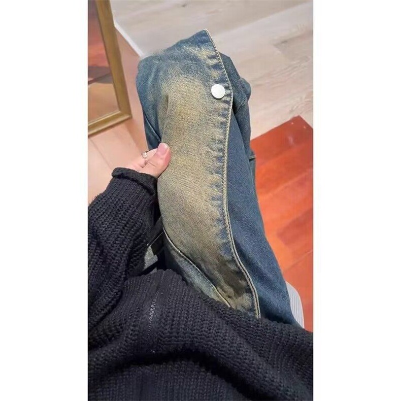 复古解构牛仔裤男春季cleanfit裤子显瘦美式vibe微喇裤L91200-P53,男装牛仔裤,星座1008