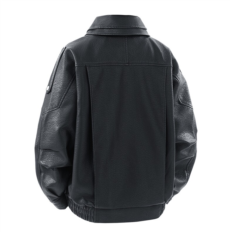 得物二开嘻哈街头机车服男士PU皮衣宽松潮牌外套痞帅JK1191-P90,男装皮衣,星座1103-3