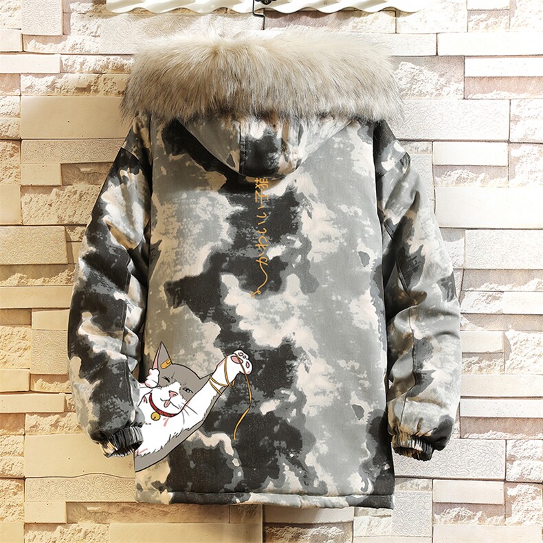 MC49013-P135大毛领迷彩衣男大码加厚服男袄子砖墙挂拍,男装棉衣,电商A040A