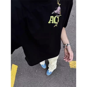 万针全刺绣工艺 高品质260克双纱纯棉美式高街短袖T恤 特P33图片