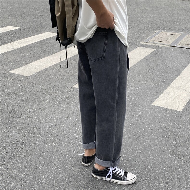 送腰带现货2021夏季毛边九分牛仔裤男韩版潮流9分潮牌,男装牛仔裤,星座1008