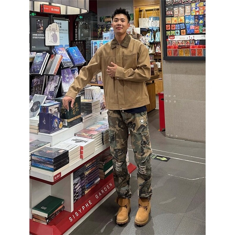 M13-P74卡其色美式复古美拉德外套男款秋季高级感痞帅,女装短外套,电商B323A