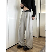 2026春夏复古条纹男女款显瘦宽松休闲直筒阔腿西装裤6613-特P79，男装西服套装，电商C305A