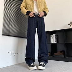 个性解构设计反穿了牛仔裤男女宽松休闲慵懒阔腿裤子RK2466-P49，男装牛仔裤，星座412-2