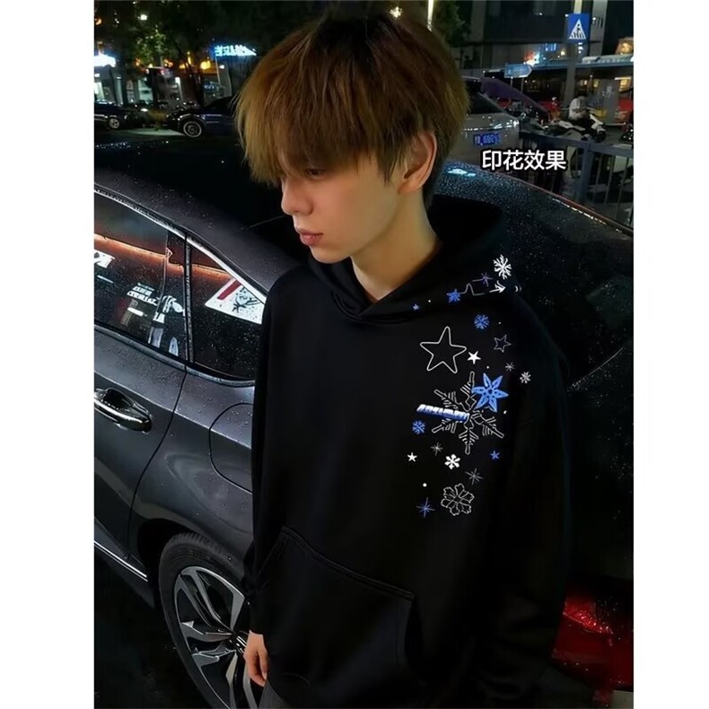 1506-1/QB3-870/P52卫衣男连帽春秋季ins宽松潮牌印花百搭外套,女装短外套,星座1506