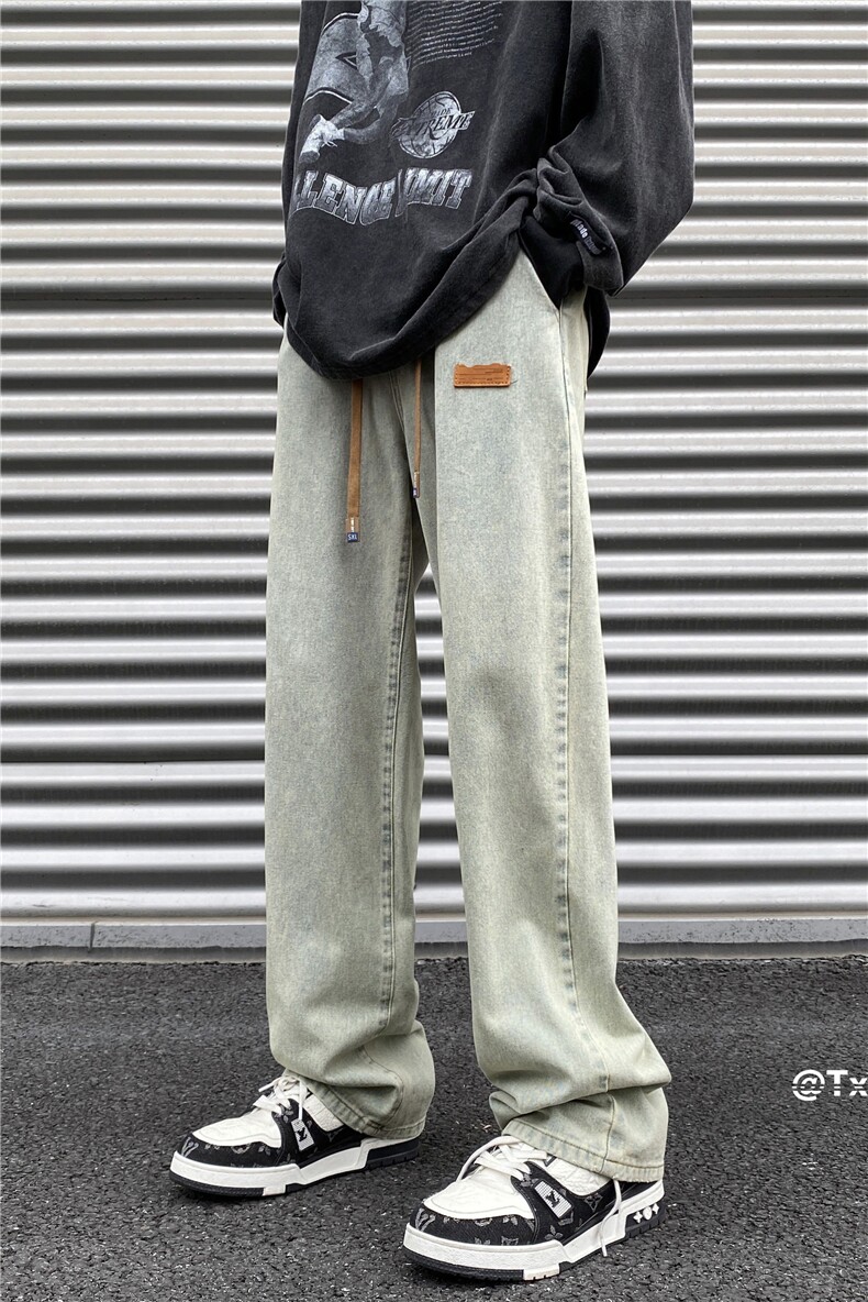 美式复古水洗牛仔裤宽松直筒2023新款裤子B315-K5550-P45控58,男装牛仔裤,电商B315