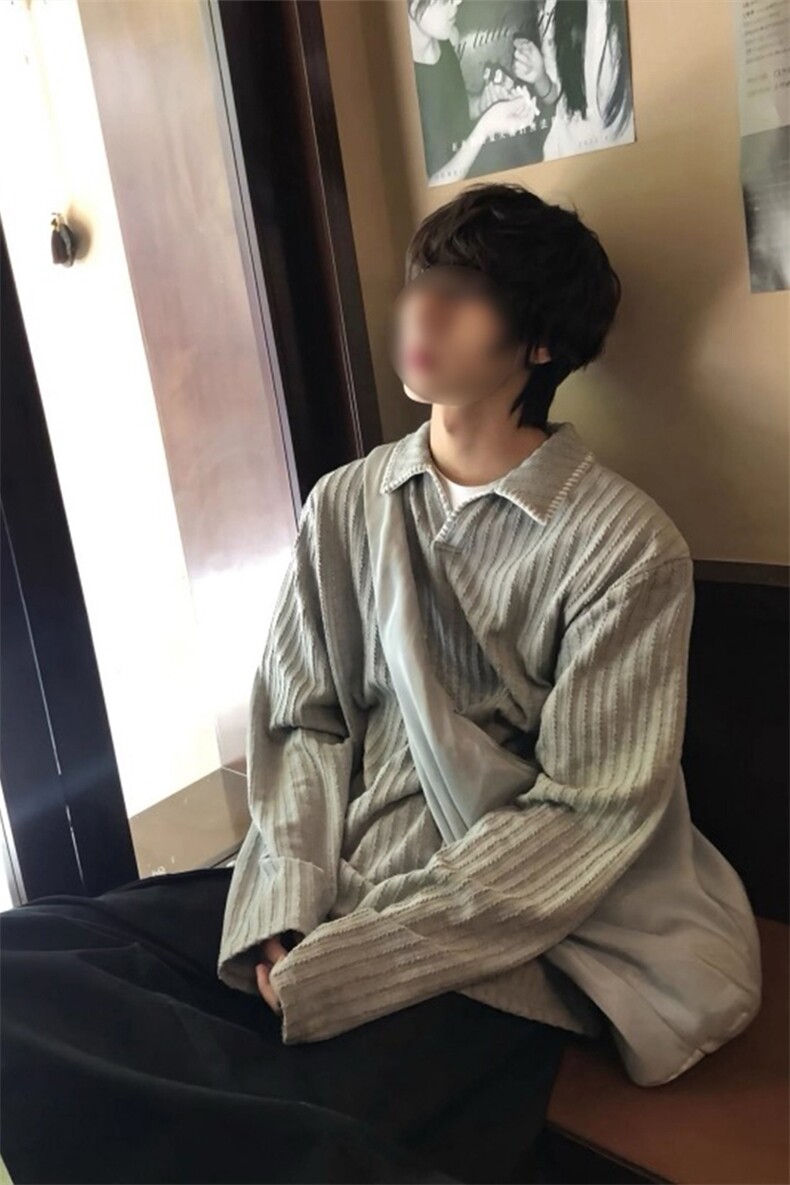 网图慎用老钱风翻领肌理感麦穗纹长袖T恤男大码T24524-特P40控78,男装T恤,电商A001-1