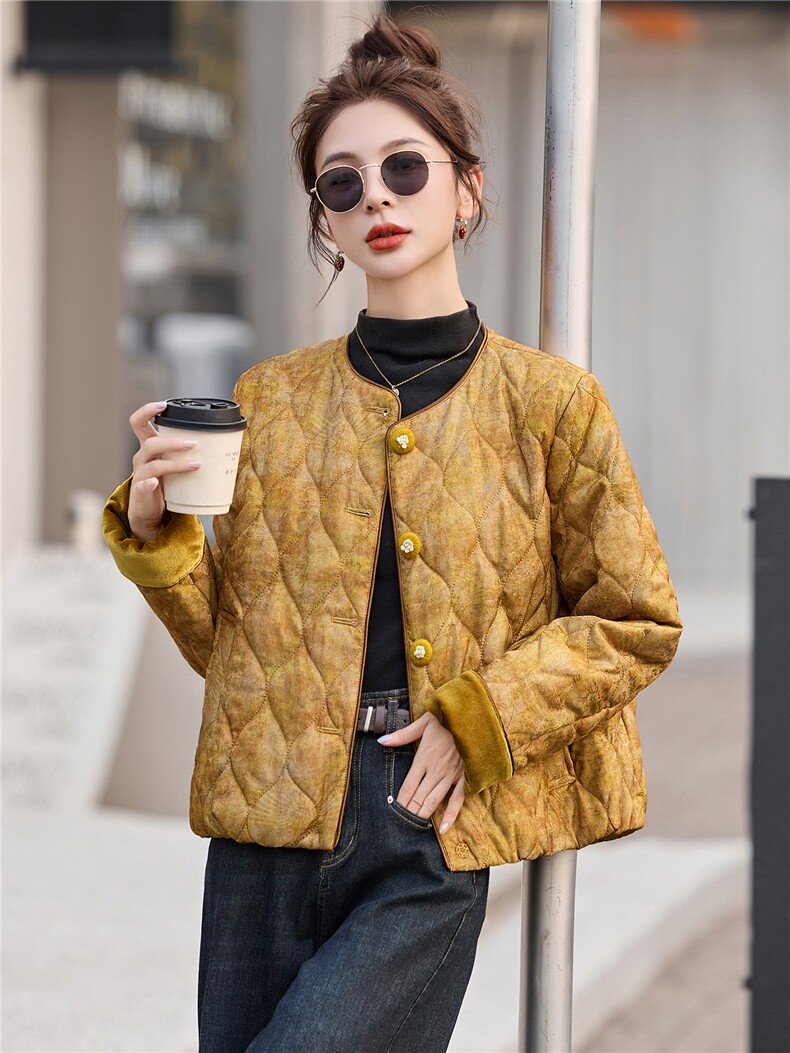 现货新中式棉服夹棉外套女2025新款冬季洋气棉袄年轻款短款棉衣,女装棉衣/棉服,仟媚宠