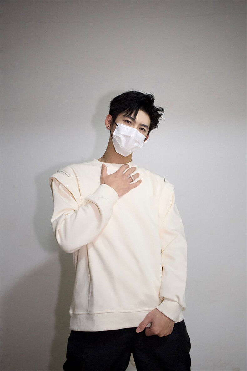 明星私服潮流小众机车卫衣T恤潮男飞袖打底衫长袖卫衣P58,男装T恤,电商B319