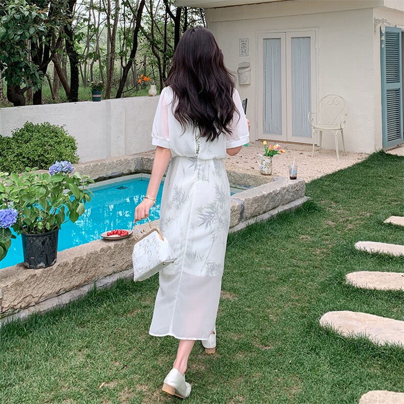 现货！2024夏装新款新中式G风长款连衣裙869-P115-K175,女装连衣裙,简古