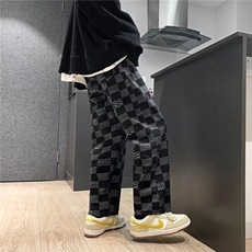 秋冬直筒牛仔裤男士港风韩版宽松休闲坠感阔拖地腿裤子N8095-P45，男装牛仔裤，星座1008-1