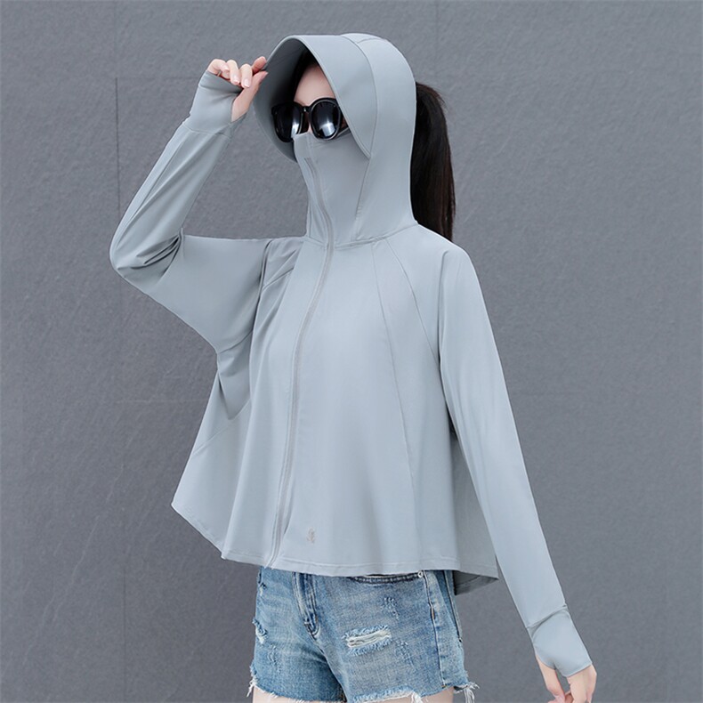 正品夏季冰丝防晒衣女2024新款宽松斗篷防晒服透气防紫外线骑行,女装防晒衣,燕颉服饰